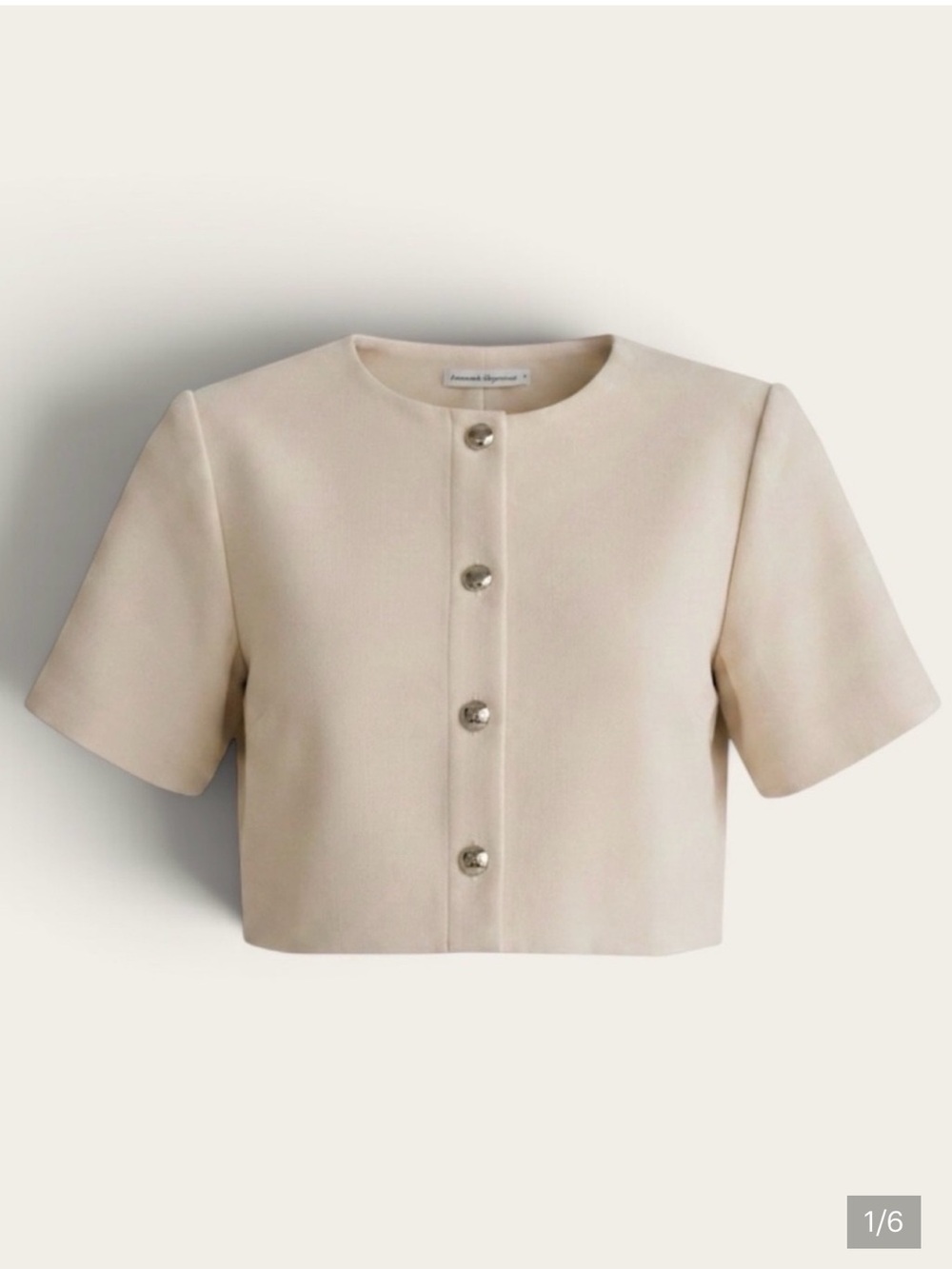 Amanda Uprichard Ivory Short-Sleeve Cropped Blazer Size Small NWT - Picture 9 of 9